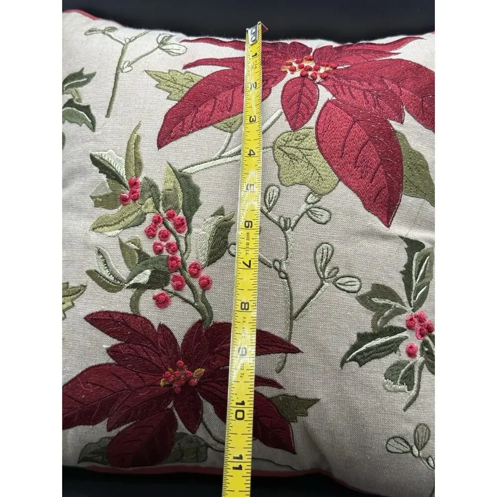 Vintage Pier 1 Christmas Pillow Poinsettia